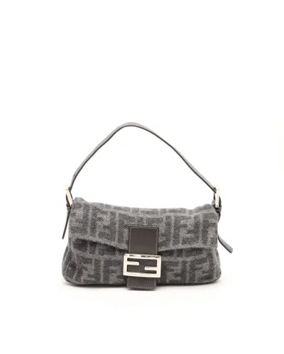 Fendi Casmere Zucca Baguette Bag In Gray