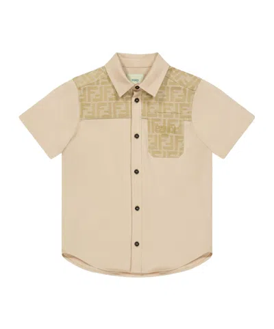 Fendi Kids' Casual Shirt In Brown