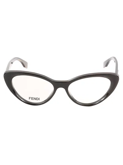 Fendi Cat-eye Classic Glasses In 001 - Black