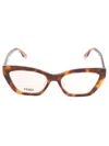 Fendi Cat-eye Flame Effect Glasses In 053 - Black