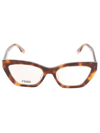 Fendi Cat-eye Flame Effect Glasses In 053 - Black