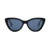Fendi Lettering Cat Eye Sunglasses, 55mm In Nero/blu