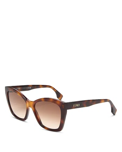 Fendi Cat Eye Sunglasses, 55mm In Havana/brown