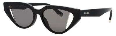 Fendi Cat-eye Acetate Sunglasses 52mm In 01a - Shiny Black / Smoke