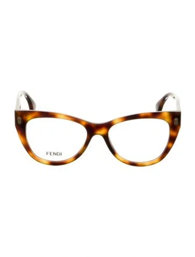 Pre-owned Fendi Cat-eye Eyeglasses In Brown