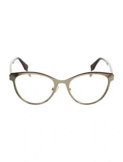 Pre-owned Fendi Cat-eye Eyeglasses In Gold