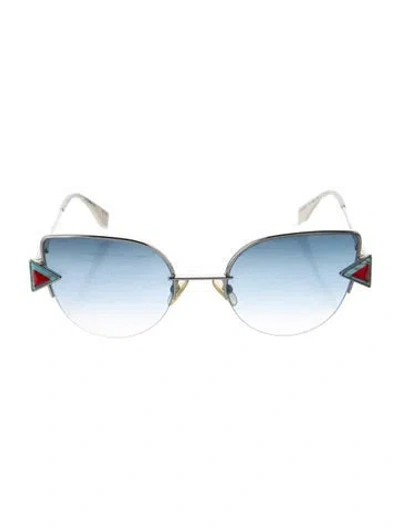 Pre-owned Fendi Cat-eye Gradient Sunglasses In Silver