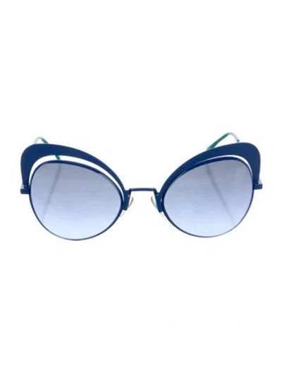 Pre-owned Fendi Cat-eye Mirrored Sunglasses In Blue