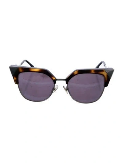 Pre-owned Fendi Cat-eye Mirrored Sunglasses In Brown