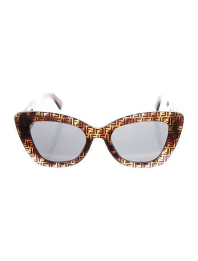 Pre-owned Fendi Cat-eye Mirrored Sunglasses In Brown