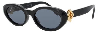 Fendi Cat-eye Sunglasses 53-18-135 In 01a - Shiny Black / Smoke
