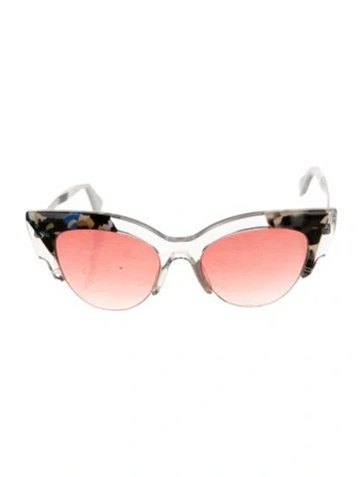 Pre-owned Fendi Cat-eye Tinted Sunglasses In Transparent
