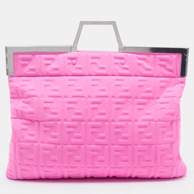 Pre-owned Fendi Catwalk Pink Ff Neoprene Shopper Tote