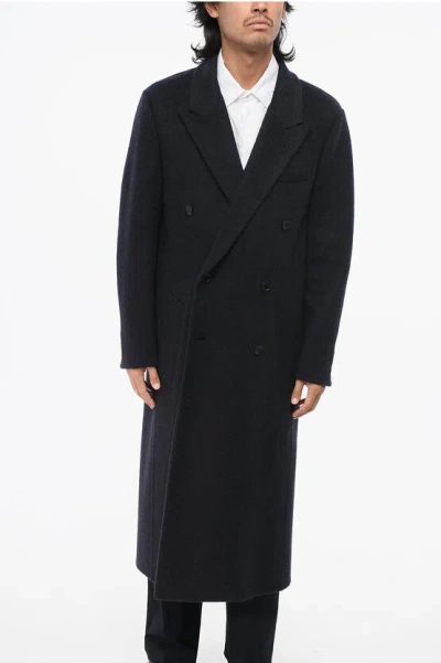 Fendi Center Vent Peak Lapel Double-breasted Coat In Black