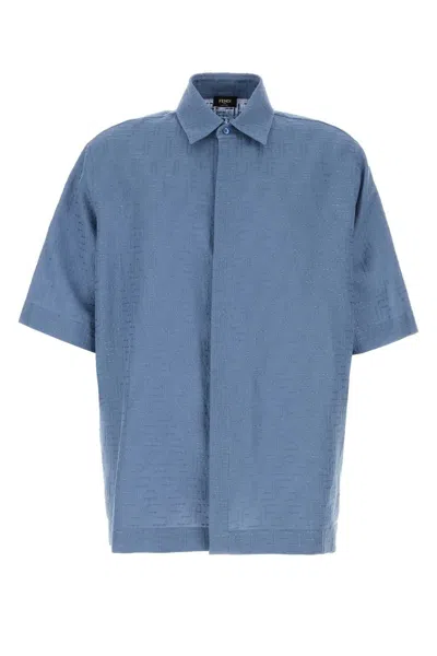 Fendi Cerulean Blue Linen Blend Shirt