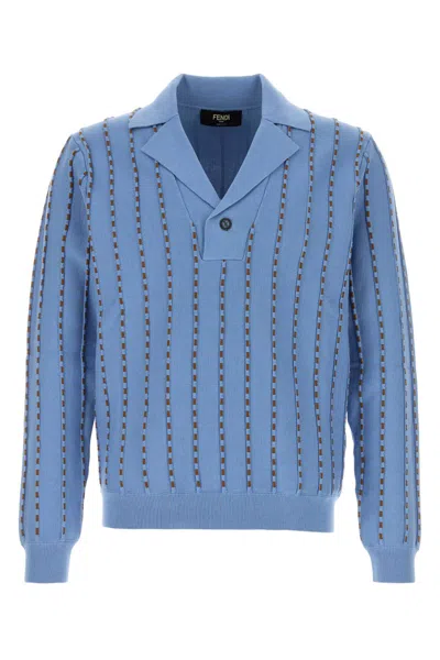 Fendi Cerulean Blue Cotton Polo Shirt