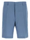 Fendi Linen Bermuda With Jacquard Trousers Light Blue