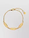 Fendi Chain Bracelet Featuring Crystal Embellishments In Gold