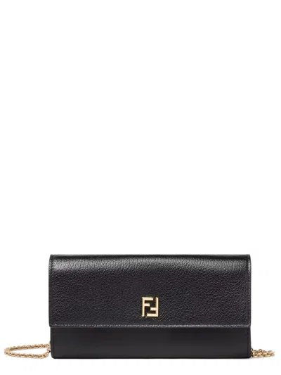 Fendi Chain Continental Mini Wallet In Nero