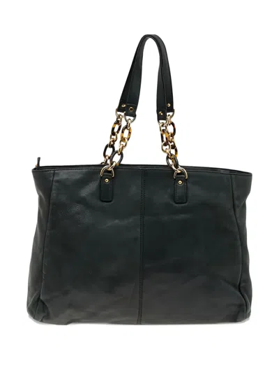 Pre-owned Fendi Chain-detail Leather Tote Bag In Black