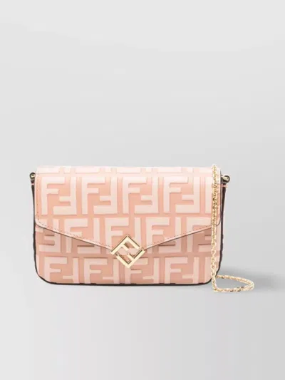 Fendi Chain-link Strap Shoulder Bags With Gold-tone Hardware In Pink