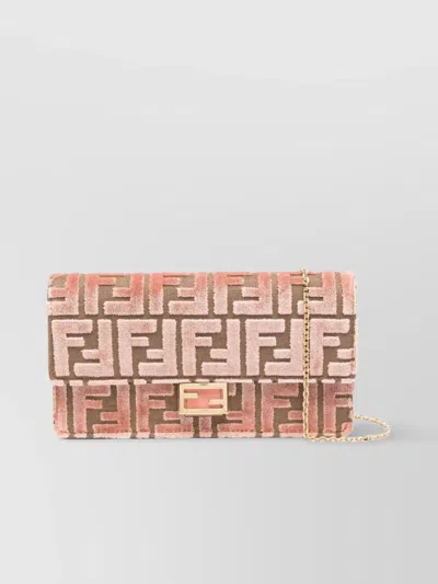 Fendi Chain Strap Jacquard Velvet Baguette