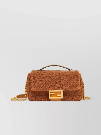 Fendi Chain Strap Midi Baguette In Brown