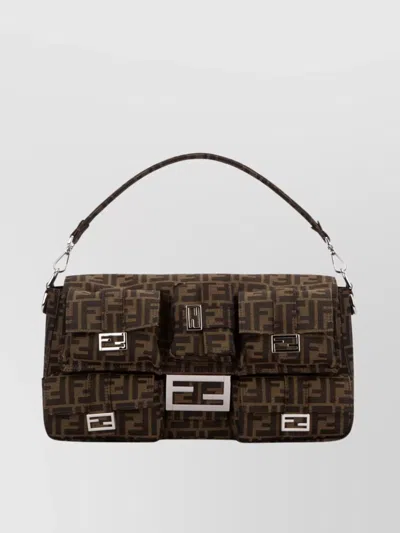 Fendi Chain Strap Shoulder Bag With Metal Hardware In Brown