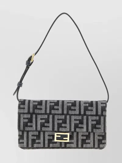 Fendi Chain Wallet Featuring Adjustable Strap In Black