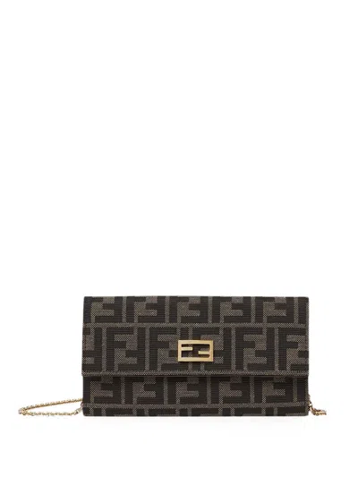 Fendi Chain-detail Continental Wallet In Tabacomoro