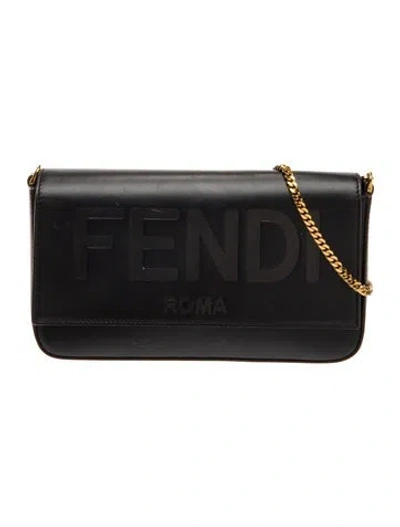 Pre-owned Fendi Chain-link Clutch In Black