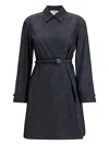 Fendi Belted Denim Shirt Mini Dress In Gray