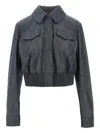 Fendi Chambray Cropped Jacket In Gray