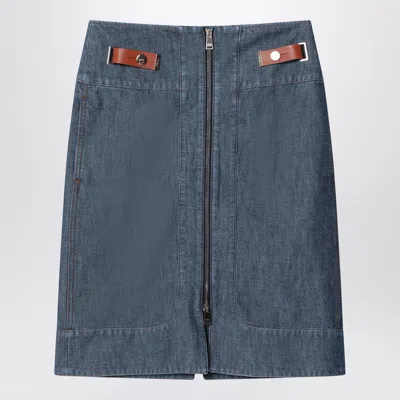 Fendi Chambray Denim Mini Skirt In Blue