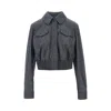 Fendi Chambray Denim Short Blouson Jacket In Gray