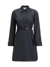Fendi Belted Denim Shirt Mini Dress In Black