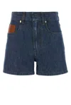 Fendi Chambray Logo-patch Shorts In Multi