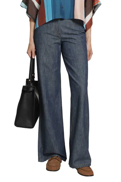 Fendi Chambray Pants In Blue