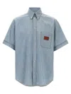 Fendi Collared Shirt With Pocket And Short Sleeves In Blue