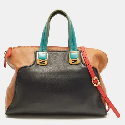 Pre-owned Fendi Chameleon Large Multicolor Leather Satchel