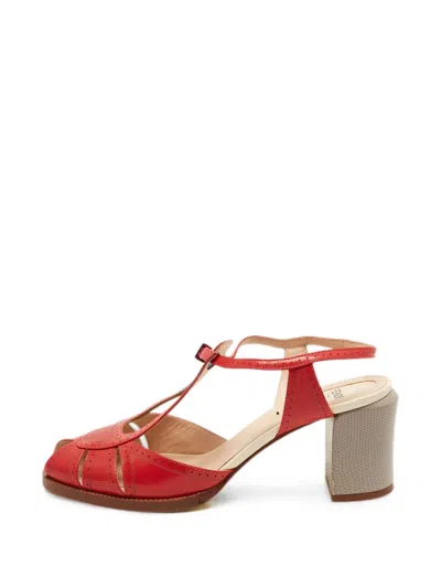 Pre-owned Fendi Chameleon Lizard-embossed Sandals In Red