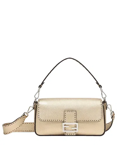 Fendi Champagne-coloured Medium Uette Bags In Grey