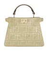 Fendi Champagne-coloured Suede Bag With Ff In Crystals And Studs