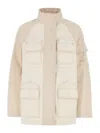 Fendi Two-tone Cotton Denim Parka In Beige