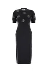 Fendi Wool Dress With Embroidered Ribbed Hem And Short Sleeves