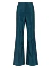 Fendi Satin Pleated Trousers Featuring Pockets In Blue