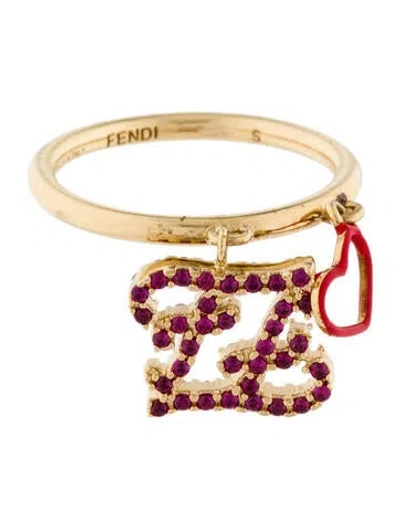 Pre-owned Fendi Charm Cocktail Ring In Red