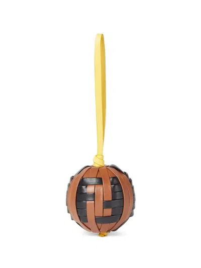 Fendi Charm Ff Woven Leather Sphera In Multi