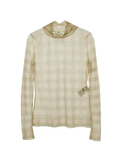Pre-owned Fendi Check Knit Jersey In Green