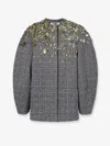 Fendi Check Tweed Blouson With Ff Belt In Gray